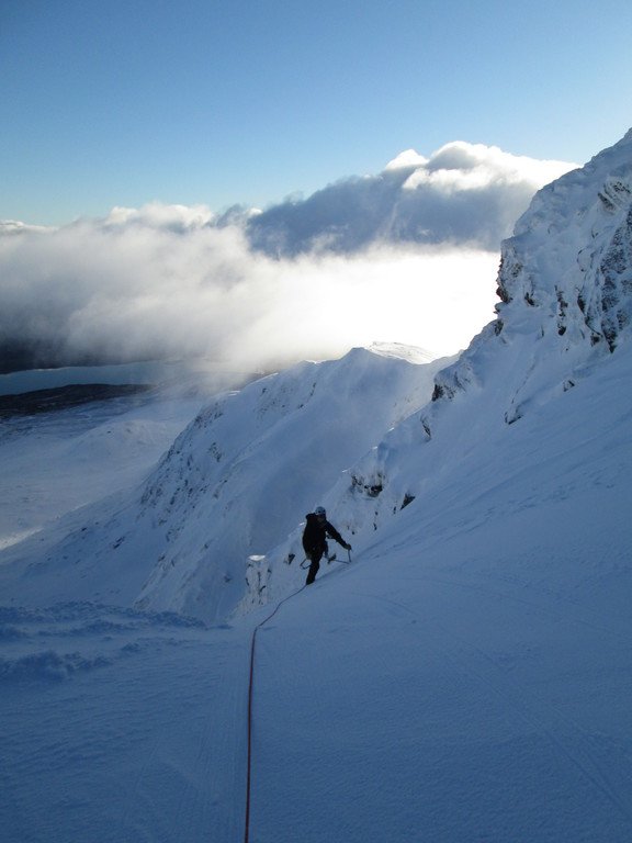 Topping out Clarks Gully (140m) II.